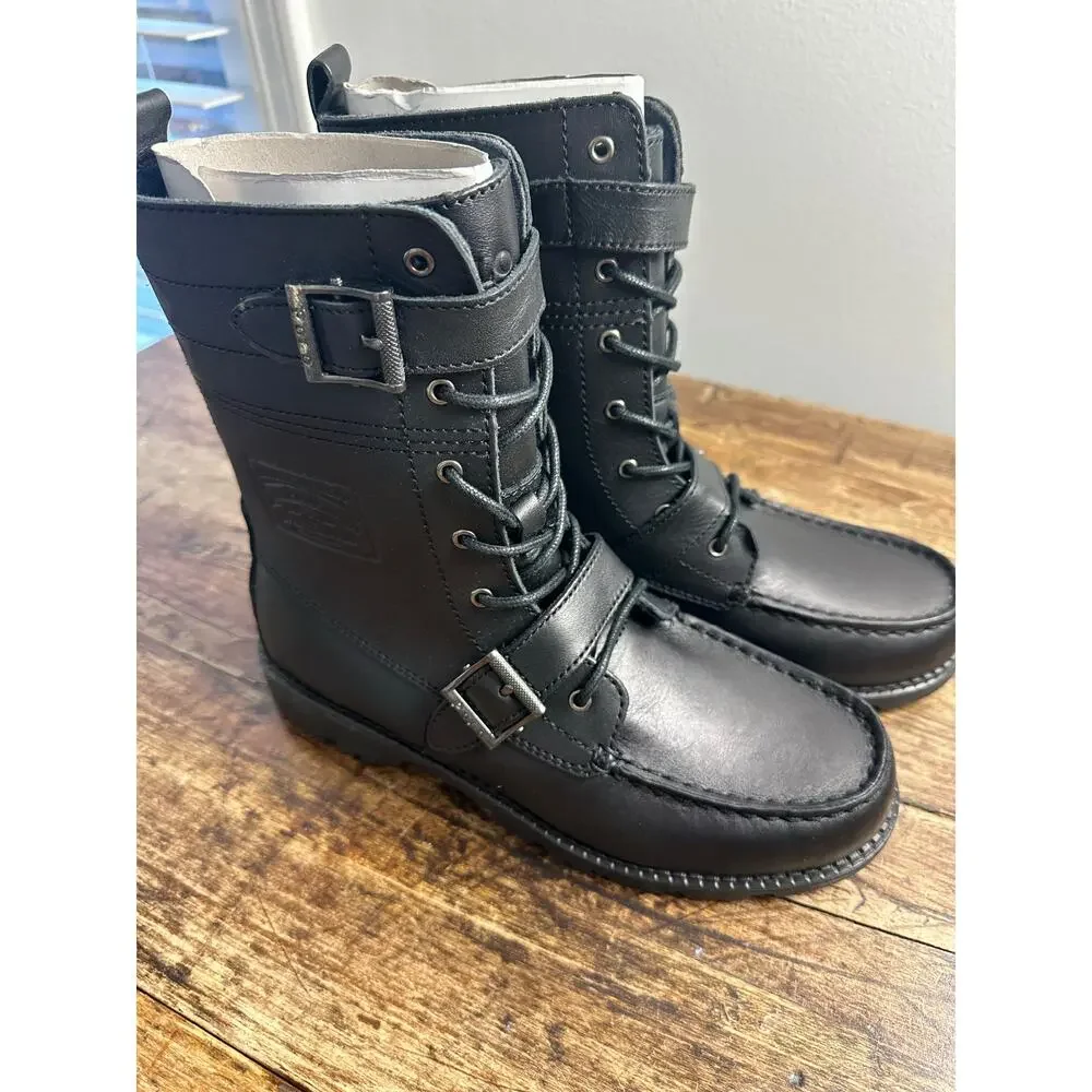 Polo Ralph Lauren Ranger boots black leather‎ size boys 5.5